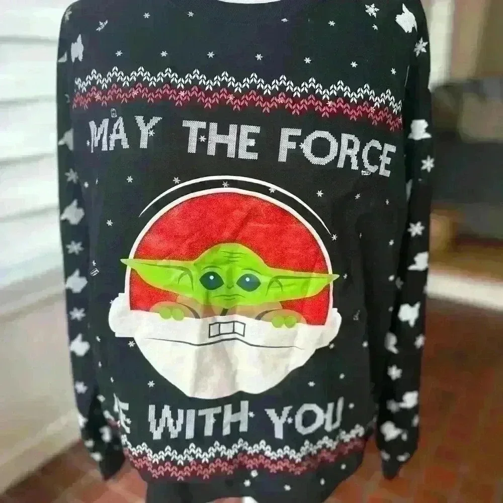 Star Wars Baby Yoda May The Force Be With You Holiday Sweatshirt Large